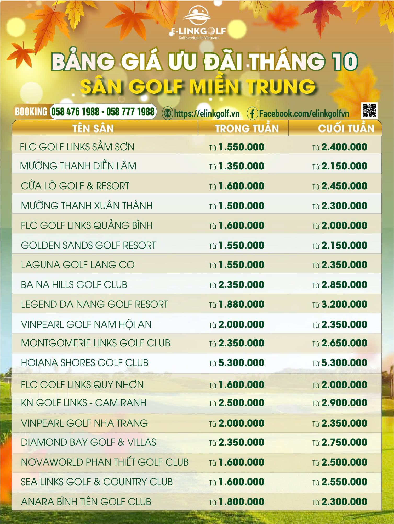 gia san golf mien trung thng 10