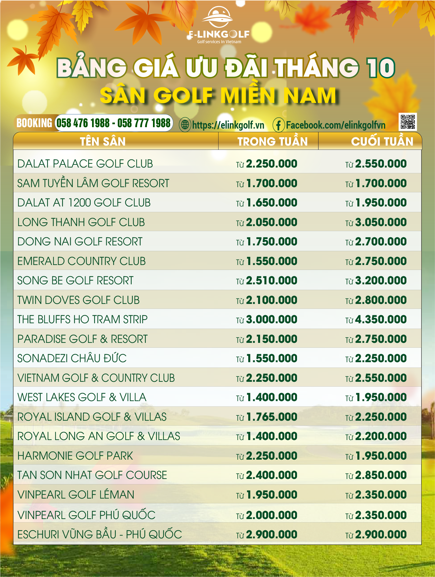 gia san golf mien nam