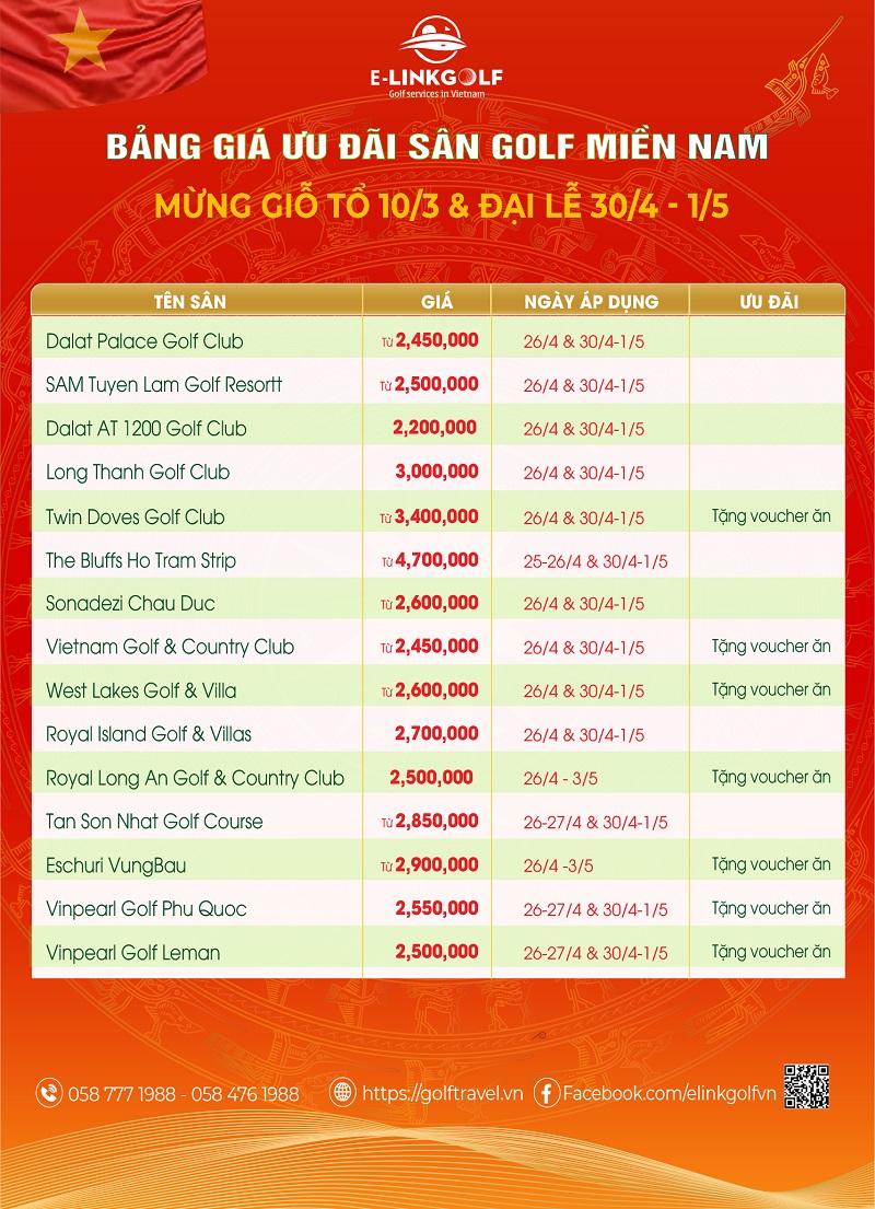 gia choi golf 30/4 mien nam